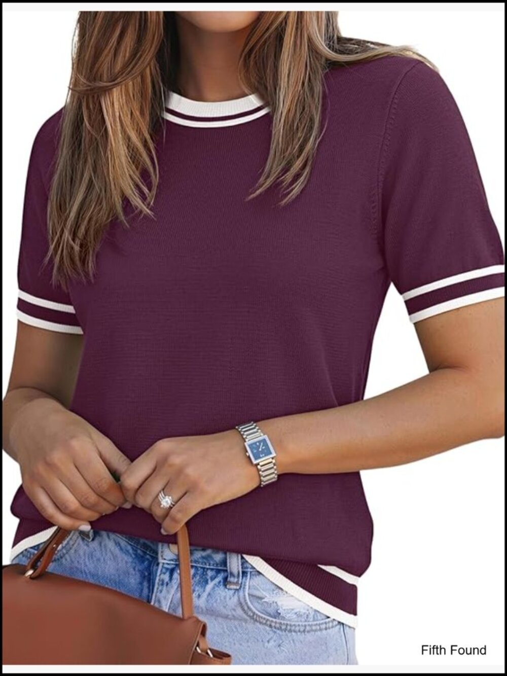 Lightweight Pullover Sweater Women Short Sleeve Crew Neck Summer Casual Top